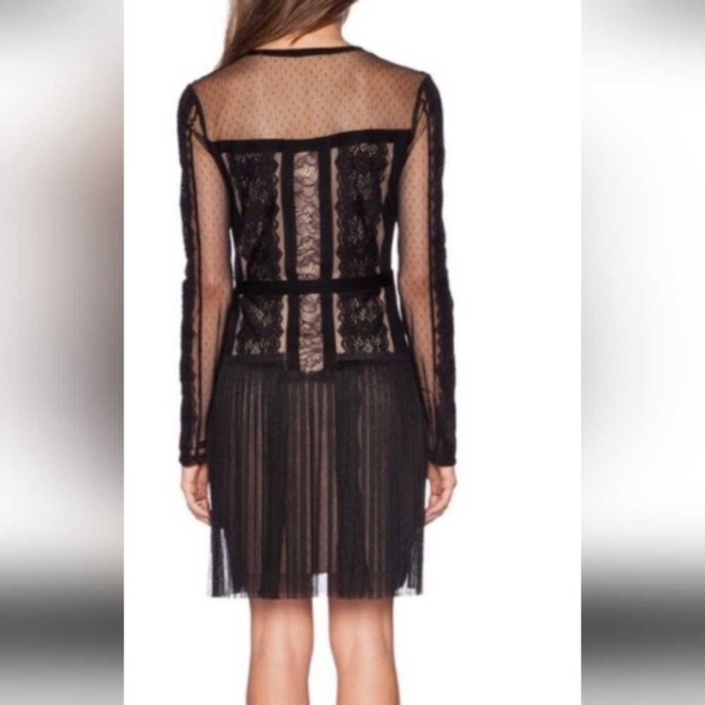 BCBG Maxazria Black Lace Long Sleeves Cocktail Dress Size M - Picture 2 of 13